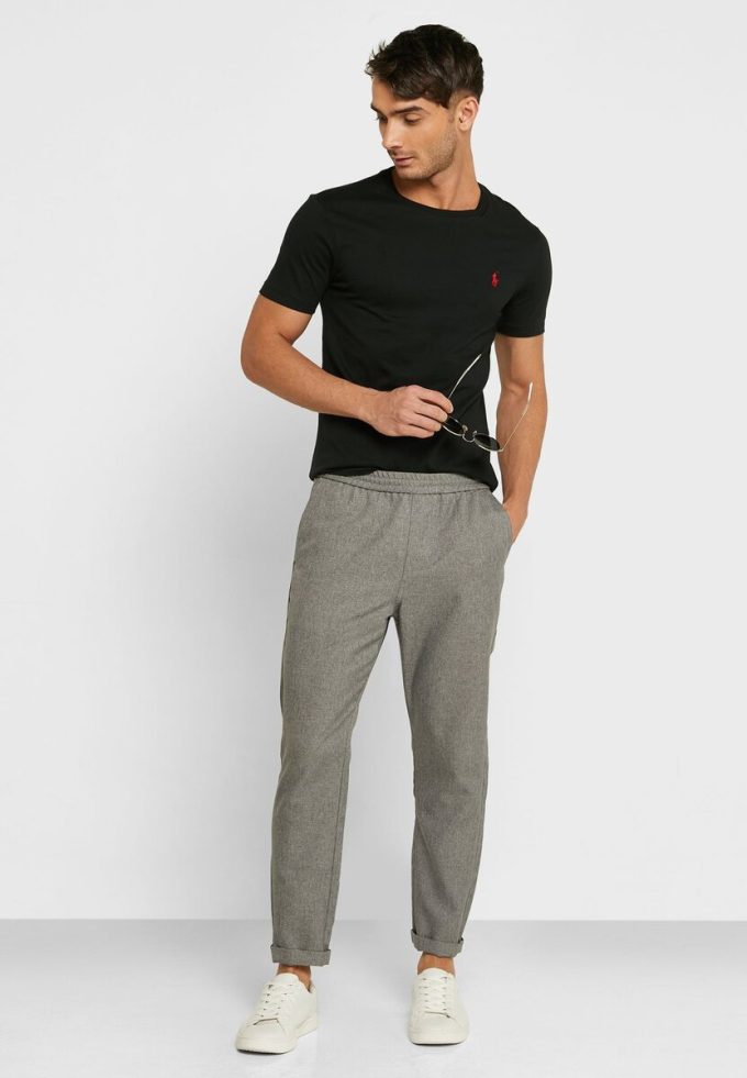 Musta miesten Ralph Lauren brodeerattu logo Crew Neck T-paidat