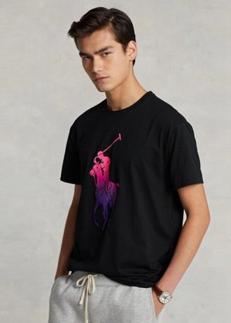 Musta Miesten Ralph Lauren Classic Fit Big Pony Jersey T-paidat