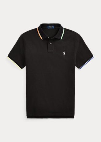 Musta miesten Ralph Lauren Classic Fit mesh poolopaidat Musta miesten Ralph Lauren Classic Fit mesh poolopaidat