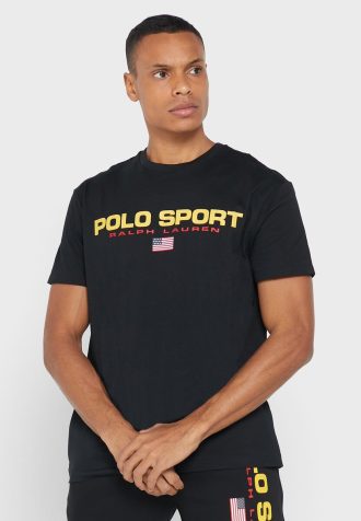 Musta Miesten Ralph Lauren Logo Crew Neck T-paidat