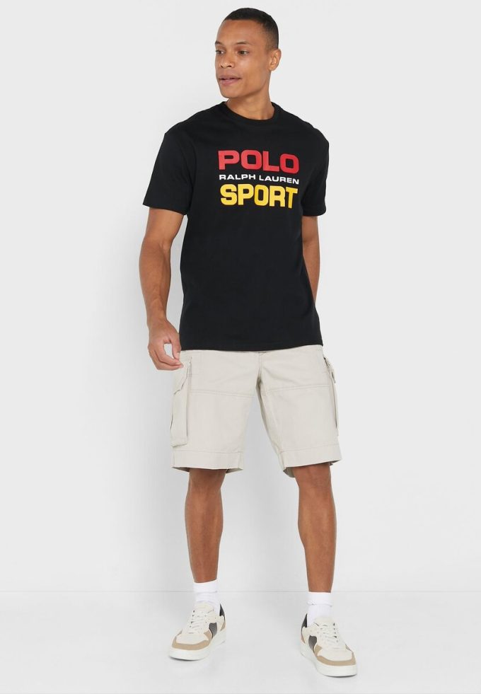 Musta Miesten Ralph Lauren Logo Crew Neck T-paidat