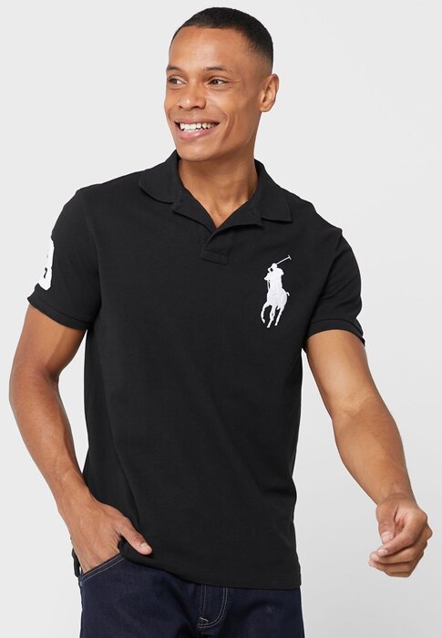 Musta miesten Ralph Lauren Logo poolopaidat Musta miesten Ralph Lauren Logo poolopaidat