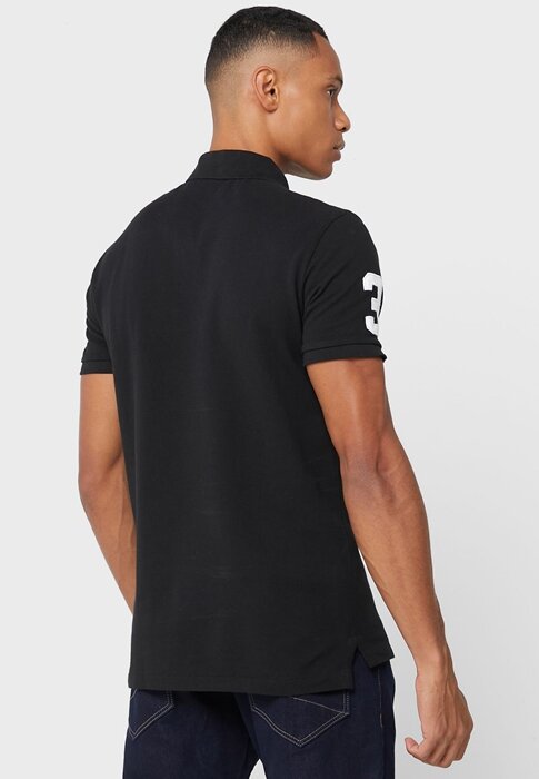 Musta miesten Ralph Lauren Logo poolopaidat Musta miesten Ralph Lauren Logo poolopaidat