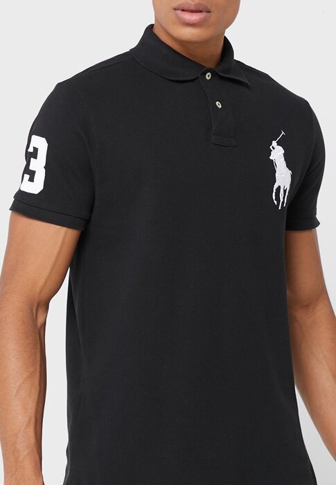 Musta miesten Ralph Lauren Logo poolopaidat Musta miesten Ralph Lauren Logo poolopaidat