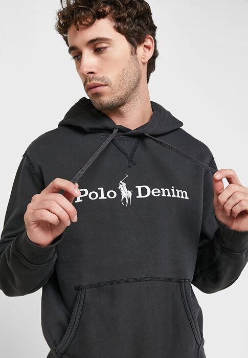 Musta miesten Ralph Lauren -logohuppari Musta miesten Ralph Lauren -logohuppari