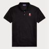 Musta miesten Ralph Lauren mukautetut Slim Fit Bear poolopaidat Musta miesten Ralph Lauren mukautetut Slim Fit Bear poolopaidat