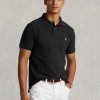 Musta miesten Ralph Lauren mukautetut Slim Fit mesh poolopaidat