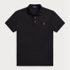Musta miesten Ralph Lauren mukautetut Slim Fit pehmeät puuvillaiset poolopaidat Musta miesten Ralph Lauren mukautetut Slim Fit pehmeät puuvillaiset poolopaidat
