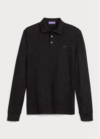 Musta miesten Ralph Lauren mukautetut Slim Fit Pique poolopaidat Musta miesten Ralph Lauren mukautetut Slim Fit Pique poolopaidat