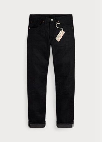 Musta miesten Ralph Lauren Slim Fit mustat-mustalla Selvedge-farkut Musta miesten Ralph Lauren Slim Fit mustat-mustalla Selvedge-farkut