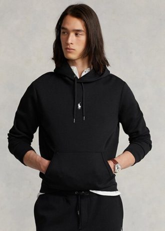 Musta miesten Ralph Lauren tuplaneulottu huppari