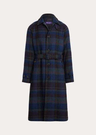 Musta / Nacy Miesten Ralph Lauren Plaid Wool Twill Balmacaan Topcoats