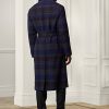 Musta / Nacy Miesten Ralph Lauren Plaid Wool Twill Balmacaan Topcoats Musta / Nacy Miesten Ralph Lauren Plaid Wool Twill Balmacaan Topcoats