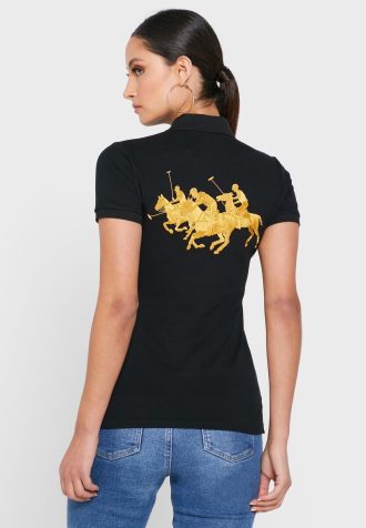 Musta Naisten Ralph Lauren Button Yksityiskohta Shirt Poolopaidat Musta Naisten Ralph Lauren Button Yksityiskohta Shirt Poolopaidat