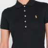 Musta Naisten Ralph Lauren Button Yksityiskohta Shirt Poolopaidat Musta Naisten Ralph Lauren Button Yksityiskohta Shirt Poolopaidat