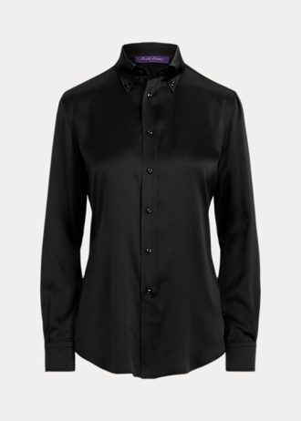 Musta naisten Ralph Lauren Cameron Stretch Mulberry silkkipaidat Musta naisten Ralph Lauren Cameron Stretch Mulberry silkkipaidat
