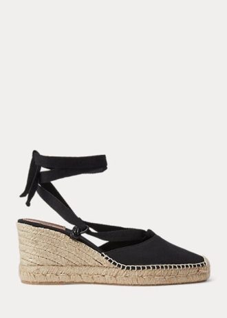 Musta naisten Ralph Lauren Canvas Wedge Espadrille