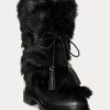 Musta naisten Ralph Lauren Celia Shearling & Kiillotetut nahkasaappaat Musta naisten Ralph Lauren Celia Shearling & Kiillotetut nahkasaappaat