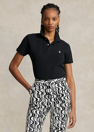 Musta naisten Ralph Lauren Classic Fit mesh poolopaidat Musta naisten Ralph Lauren Classic Fit mesh poolopaidat