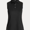 Musta naisten Ralph Lauren Classic Fit Piqué Hihaton poolopaidat
