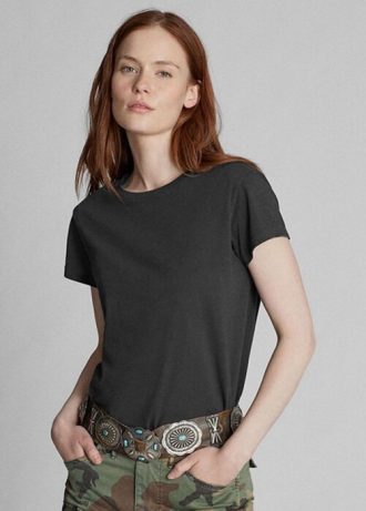 Musta naisten Ralph Lauren Cotton Jersey Crewneck T-paidat
