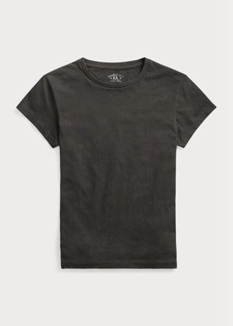 Musta naisten Ralph Lauren Cotton Jersey Crewneck T-paidat