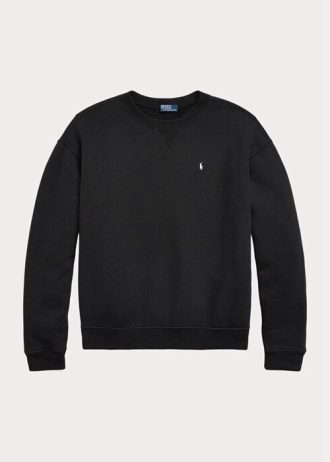 Musta naisten Ralph Lauren Fleece Crewneck Pullover -pusero