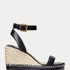 Musta naisten Ralph Lauren Hilarie Nahkainen Espadrille Musta naisten Ralph Lauren Hilarie Nahkainen Espadrille
