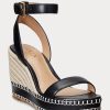 Musta naisten Ralph Lauren Hilarie Nahkainen Espadrille Musta naisten Ralph Lauren Hilarie Nahkainen Espadrille