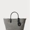 Musta naisten Ralph Lauren Houndstooth Medium Bellport käsilaukku Musta naisten Ralph Lauren Houndstooth Medium Bellport käsilaukku