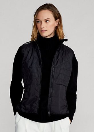Musta naisten Ralph Lauren Hybrid Mockneck -vetoketjuliivi Musta naisten Ralph Lauren Hybrid Mockneck -vetoketjuliivi