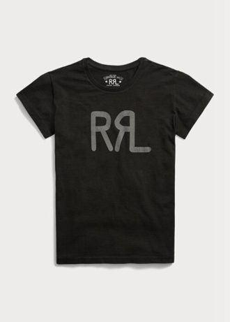Musta Naisten Ralph Lauren Logo Cotton Jersey T-paidat