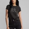 Musta Naisten Ralph Lauren Logo Cotton Jersey T-paidat Musta Naisten Ralph Lauren Logo Cotton Jersey T-paidat