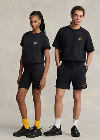 Musta naisten Ralph Lauren Polo Sport lyhythihaiset collegepaidat