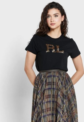 Musta naisten Ralph Lauren Pyöreäkaula-aukkoiset T-paidat