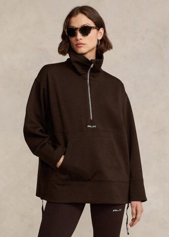 Musta naisten Ralph Lauren Quarter-vetoketjullinen villapaita fleece-tunika