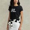 Musta Naisten Ralph Lauren Rl Logo Jersey T-paidat Musta Naisten Ralph Lauren Rl Logo Jersey T-paidat