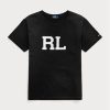 Musta Naisten Ralph Lauren Rl Logo Jersey T-paidat Musta Naisten Ralph Lauren Rl Logo Jersey T-paidat