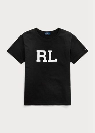 Musta Naisten Ralph Lauren Rl Logo Jersey T-paidat
