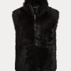 Musta naisten Ralph Lauren Shearling-liivi Musta naisten Ralph Lauren Shearling-liivi