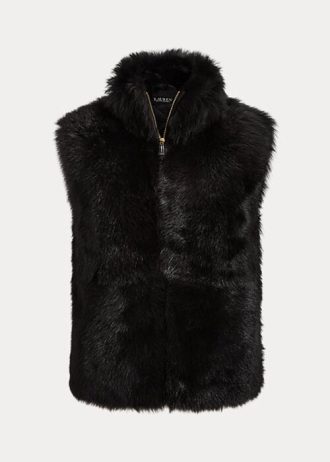 Musta naisten Ralph Lauren Shearling-liivi Musta naisten Ralph Lauren Shearling-liivi