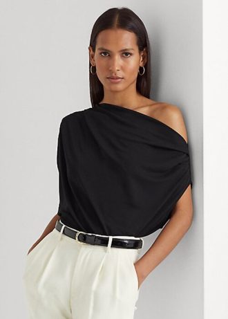 Musta naisten Ralph Lauren Stretch Jersey Topit Musta naisten Ralph Lauren Stretch Jersey Topit