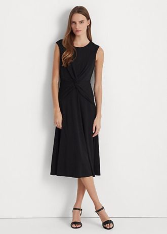 Musta naisten Ralph Lauren Twist-Front Jersey-mekko