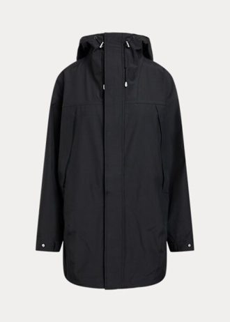 Musta naisten Ralph Lauren vedenkestävä hupullinen tuulitakki Musta naisten Ralph Lauren vedenkestävä hupullinen tuulitakki
