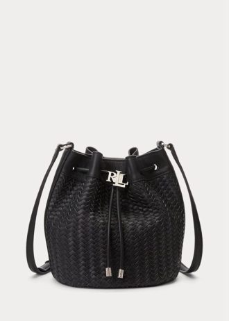 Musta naisten Ralph Lauren Woven Medium Andie -käsilaukku