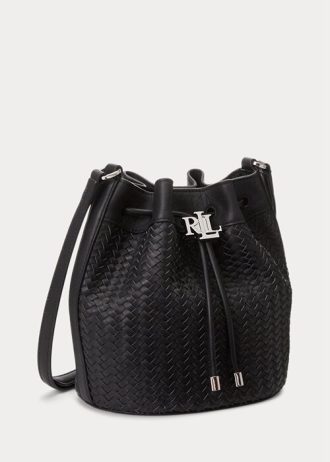 Musta naisten Ralph Lauren Woven Medium Andie -käsilaukku