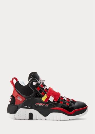 Musta/punainen miesten Ralph Lauren PS100 High-Top tennarit Musta/punainen miesten Ralph Lauren PS100 High-Top tennarit
