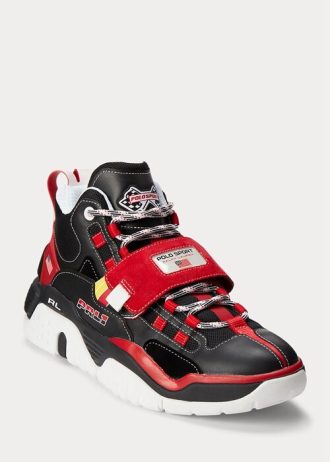 Musta/punainen miesten Ralph Lauren PS100 High-Top tennarit Musta/punainen miesten Ralph Lauren PS100 High-Top tennarit
