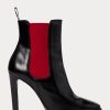 Musta/punainen naisten Ralph Lauren Zoie Calfskinie -saappaat Musta/punainen naisten Ralph Lauren Zoie Calfskinie -saappaat
