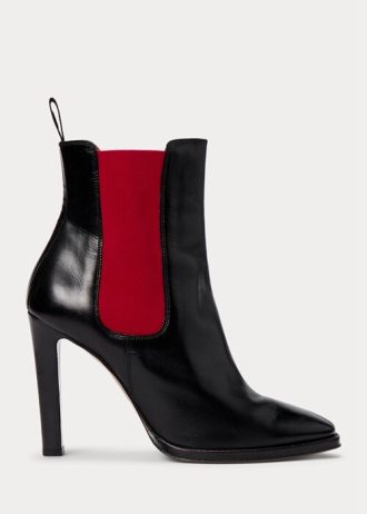 Musta/punainen naisten Ralph Lauren Zoie Calfskinie -saappaat